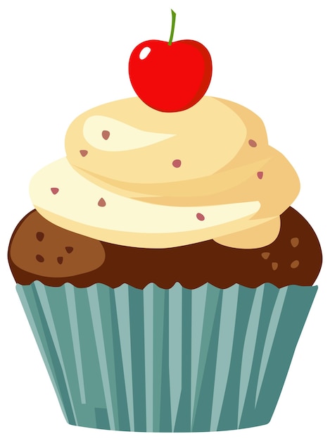 un cupcake avec une cerise sur le dessus