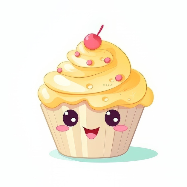 Un cupcake avec une cerise sur le dessus