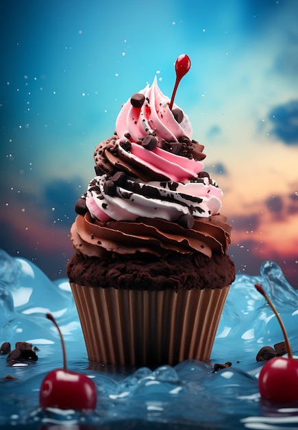 Cupcake à la cerise Générative Ai