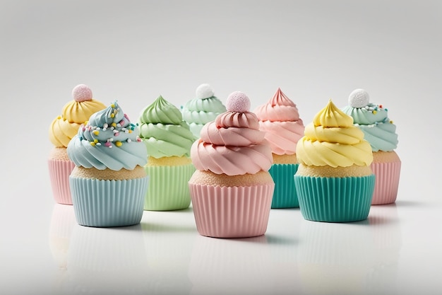 cupcake coloré sur fond blanc