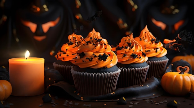 Cupcake d'Halloween aux citrouilles