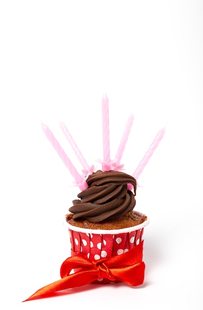 Photo cupcake maison anniversaire avec bougie