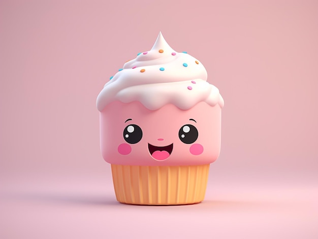 Cupcake mignon de couleur pastel généré par l'IA