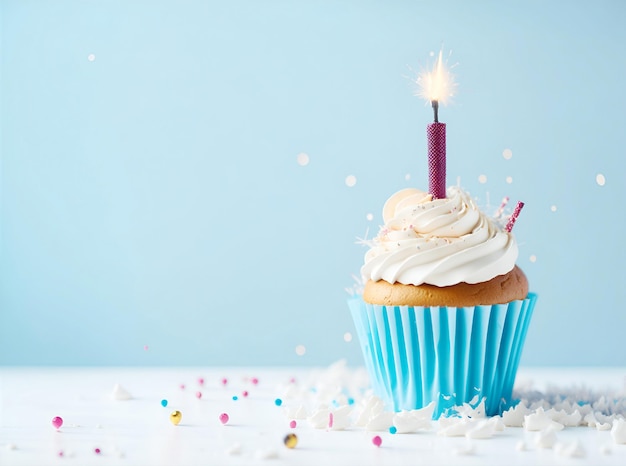 Cupcake pour fête d'anniversaire célébrer fond festif avec gâteau et espace de copie