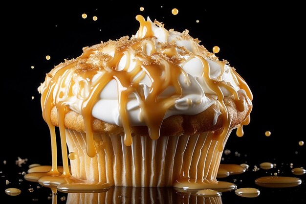 Photo un cupcake réaliste avec un effet de fusion