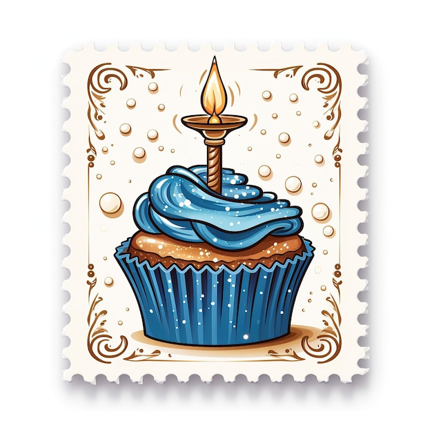 Un cupcake de style Art Nouveau avec un timbre de bougie