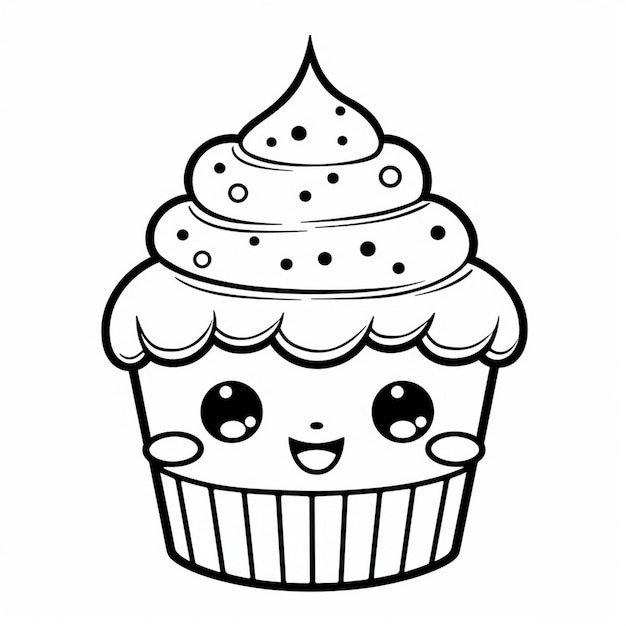 un cupcake avec un visage sur le dessus