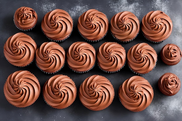Cupcakes au chocolat avec glaçage au chocolat art génératif par AI