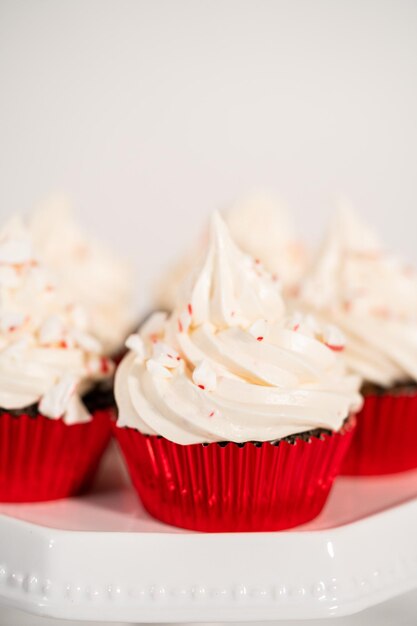 Cupcakes au chocolat et à la menthe poivrée