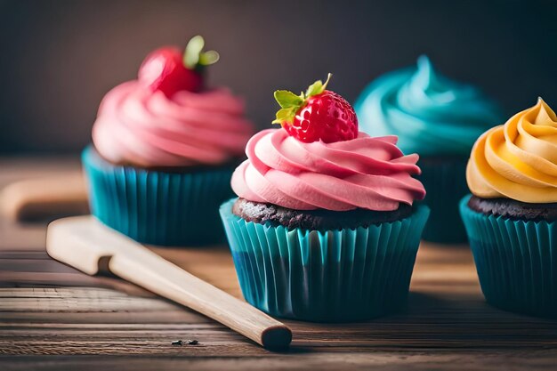 des cupcakes colorés avec des délicieux