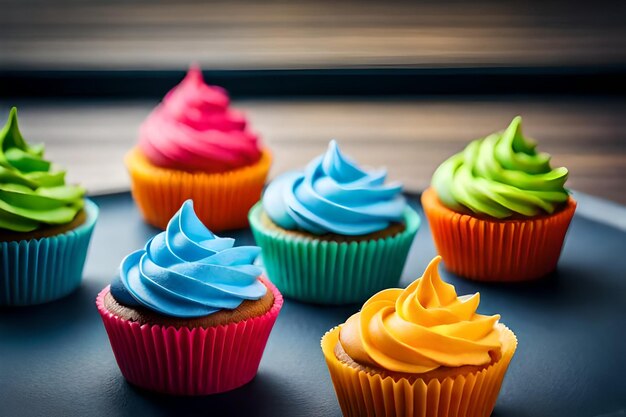 des cupcakes colorés avec des délicieux