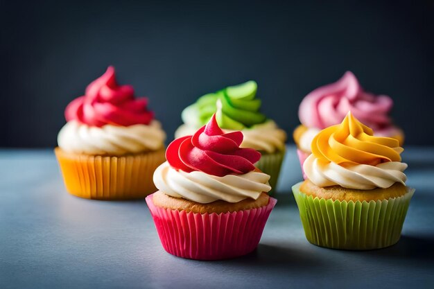 des cupcakes colorés avec des délicieux