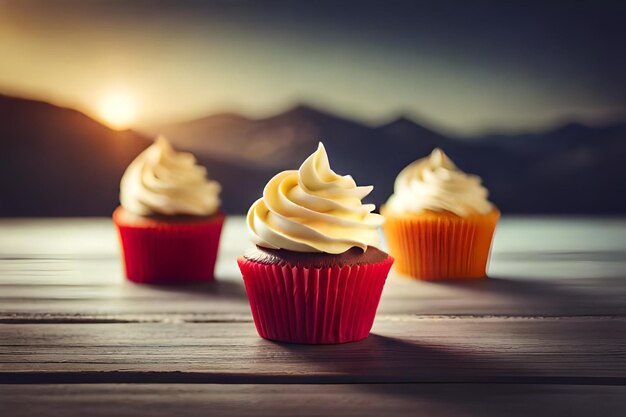 des cupcakes colorés avec des délicieux