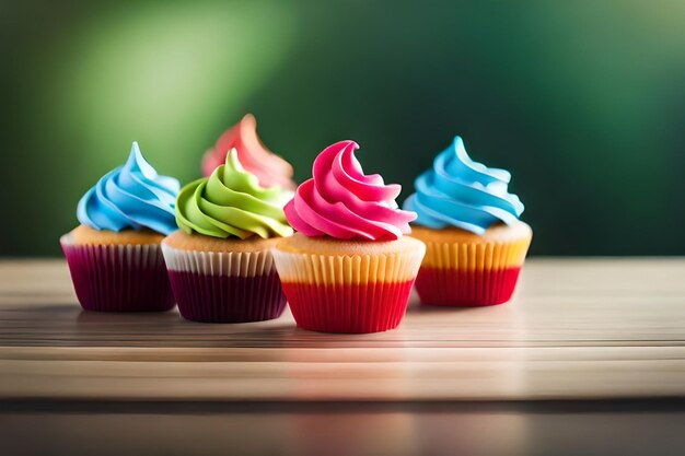 des cupcakes colorés avec des délicieux