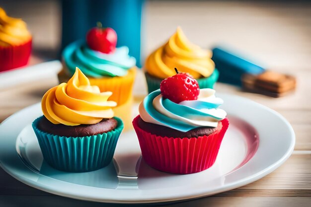 des cupcakes colorés avec des délicieux