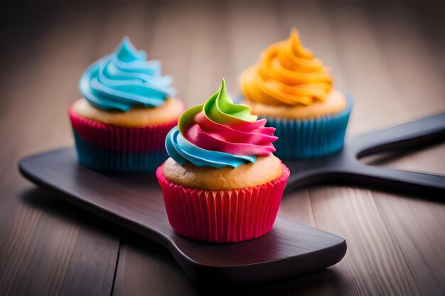 des cupcakes colorés avec des délicieux