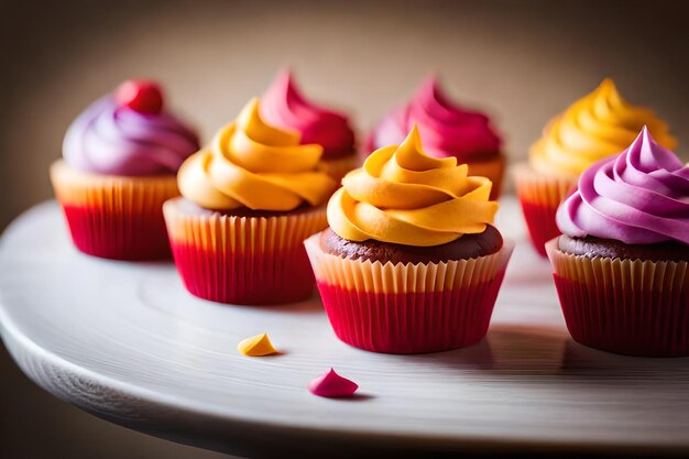 Photo des cupcakes colorés avec des délicieux