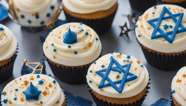 Photo cupcakes avec des décorations en forme d'étoile et une étoile sur eux avec des déco stars