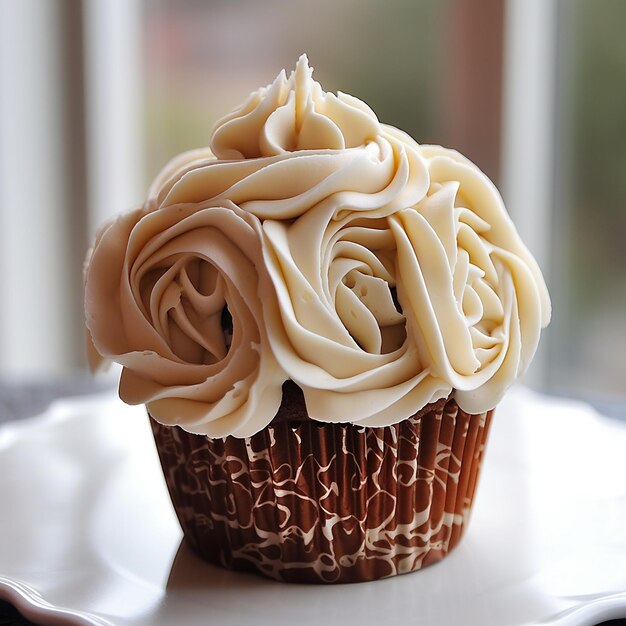 Cupcakes avec ensemble de crème fouettée isolé sur fond blanc