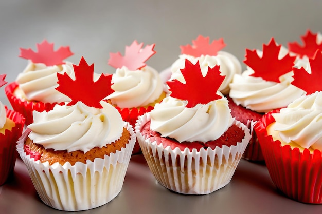 Cupcakes avec la feuille d'érable dessus