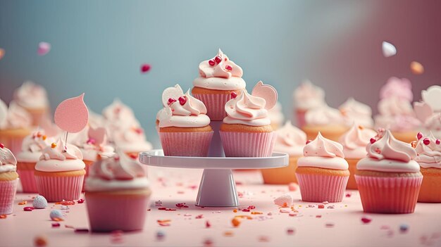 Des cupcakes à fleurs roses