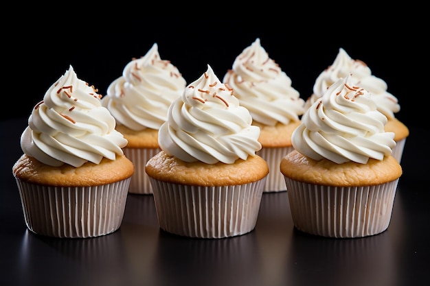 Cupcakes garnis de crème Generative Ai