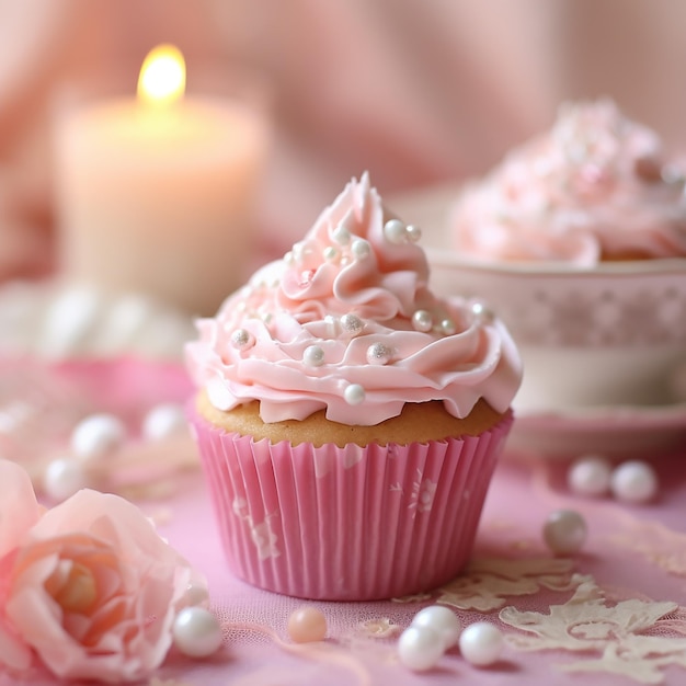 Cupcakes gastronomiques avec glaçage au beurre blanc et arrose sur fond de bois