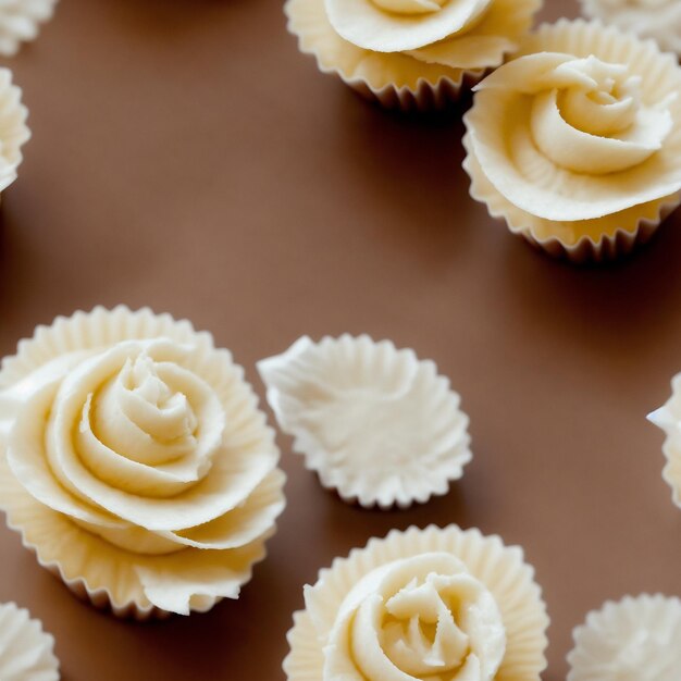 Cupcakes avec glaçage blanc et une lettre m dessus.