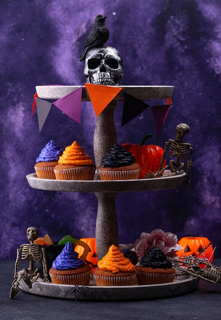 Cupcakes d'Halloween à la crème de couleur