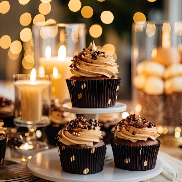 Des cupcakes jaunes et noirs