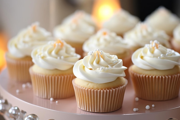 Cupcakes joliment décorés sur une table de desserts