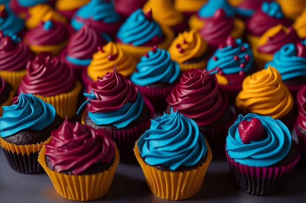 cupcakes mignons et lumineux avec fond de pépites