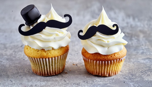 Cupcakes avec une moustache dessus