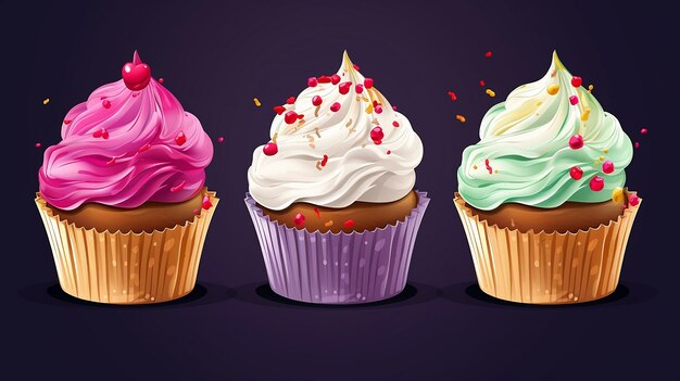 Photo des cupcakes et des muffins délicieux.