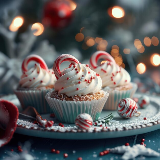 Cupcakes de Noël décorés de bonbons