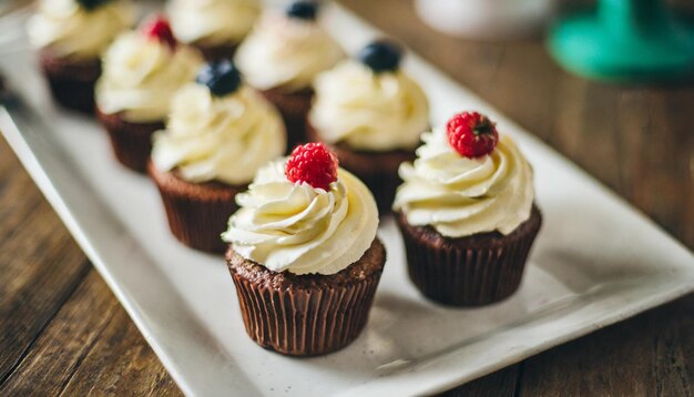 Des cupcakes ornés de glaçage coloré et de saupoudres arrangés pour une célébration festive.