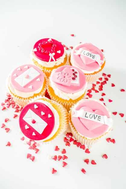 Cupcakes roses et rouges pour la Saint Valentin