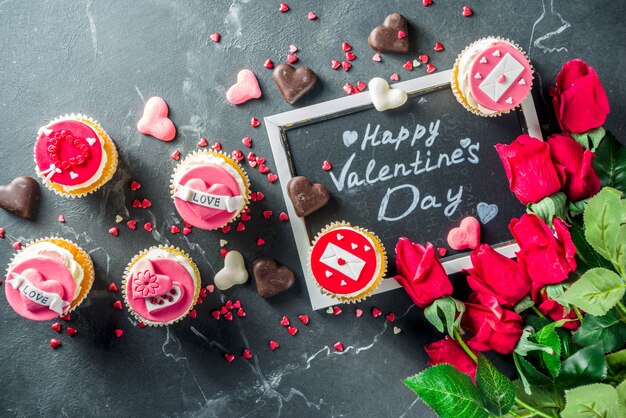 Cupcakes roses et rouges pour la Saint Valentin