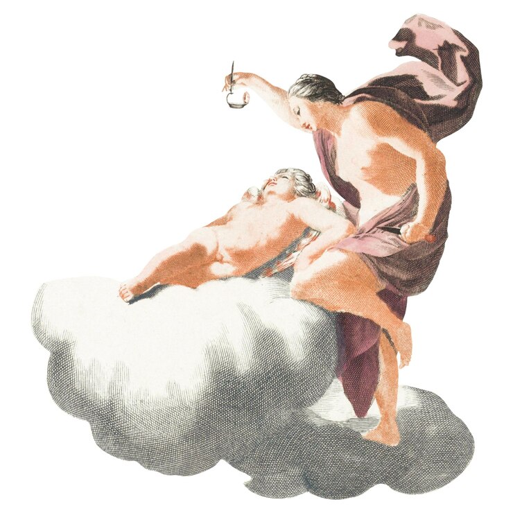 Photo cupidon et la psyché autocollant png dessin de mythologie grecque