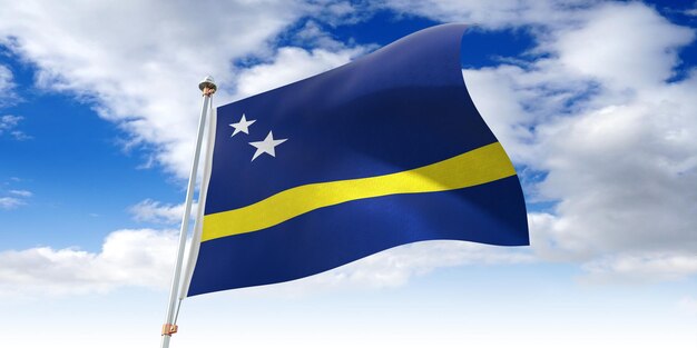 Curaçao waving flag 3D illustration