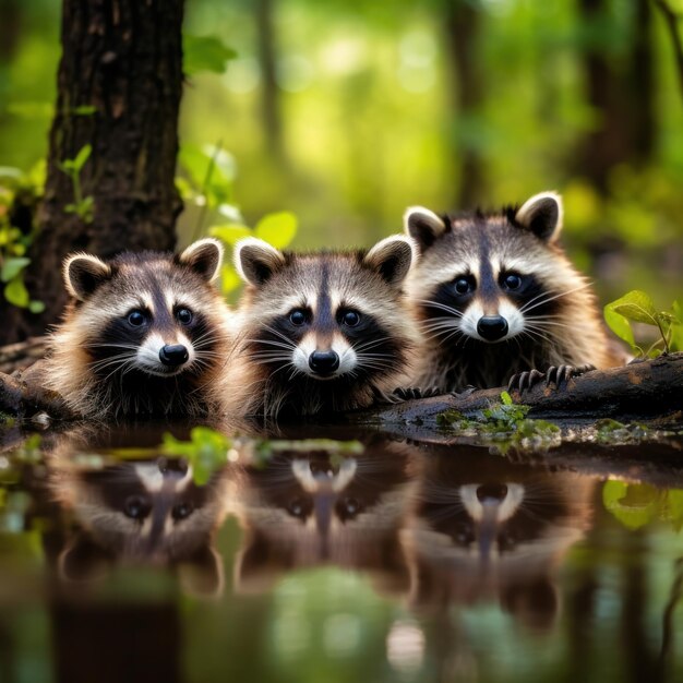 Photo curious raccoon une rencontre aventureuse dans le désert