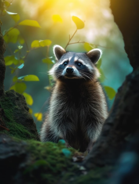 Curious Raccoon Une rencontre aventureuse dans le désert