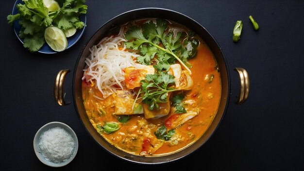 Curry acide avec du poisson à tête de serpent, du jardin épicé, du pot chaud, de la nourriture thaïlandaise.