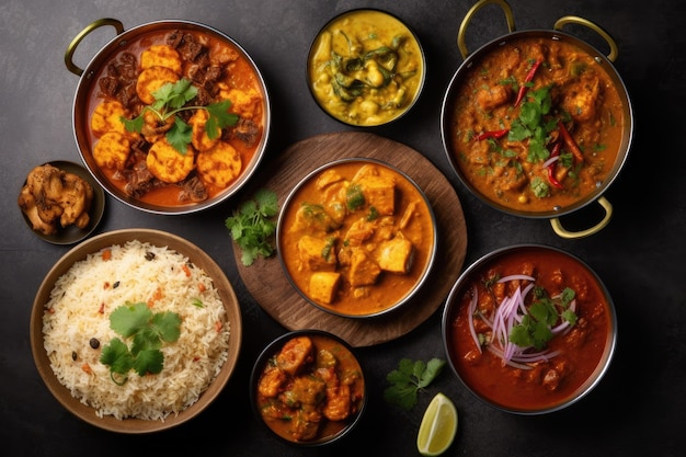 Curry indien avec Mulit catégorie aliments indiens