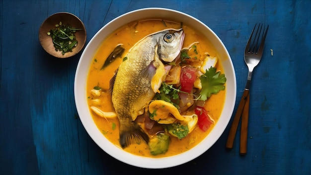 Curry jaune avec poisson à tête de serpent nourriture thaïlandaise