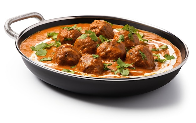 Le curry Kofta sur fond blanc