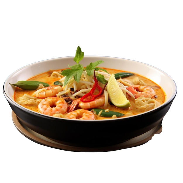 Curry laksa sur fond blanc