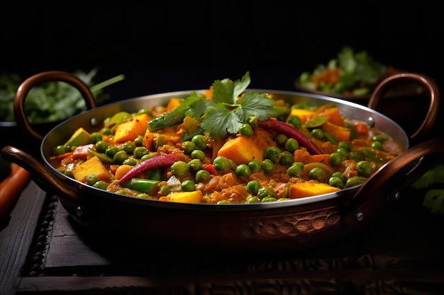 Curry de légumes de la cuisine indienne végétalienne