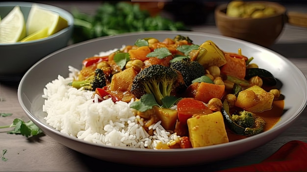 Le curry de légumes épicé est une façon délicieuse et satisfaisante de manger sainement et d'obtenir votre dose quotidienne de légumes. Généré par AI