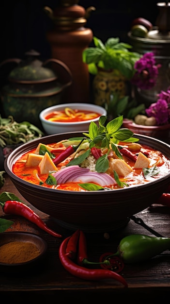 Le curry rouge est un plat thaïlandais populaire.